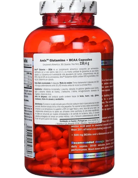 GLUTAMINE + BCAA - 360 CAPS - AMIX NUTRITION