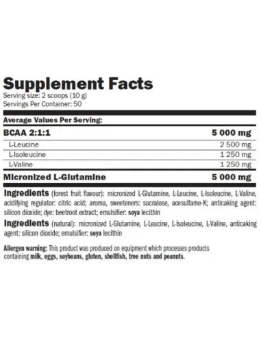 GLUTAMINE + BCCA  500 GR - NEUTRA