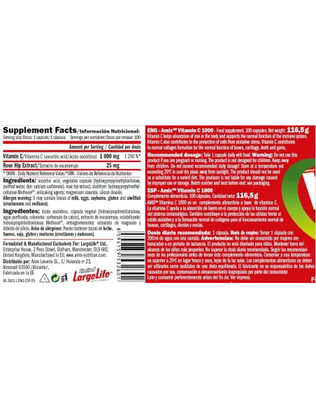 VITAMINA C1000 - 100 CAPS -  AMIX NUTRITION