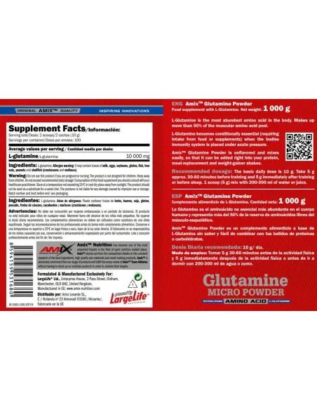 GLUTAMINE 1 KG - NEUTRA - AMIX NUTRITION