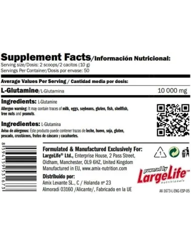 GLUTAMINE 500 GR - NEUTRA - AMIX NUTRITION