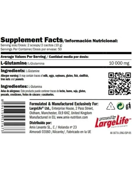 GLUTAMINE 500 GR - NEUTRA - AMIX NUTRITION