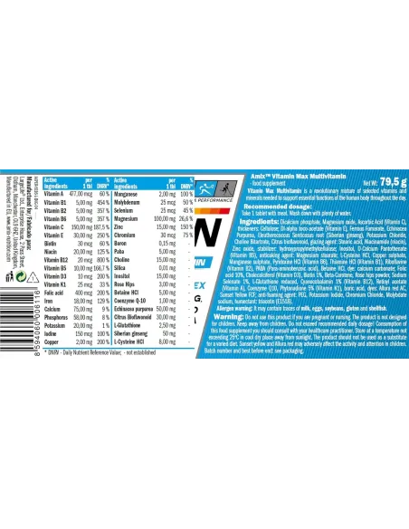 VITAMIN MAX MULTIVITAMIN - 60 TABS - AMIX PERFORMANCE
